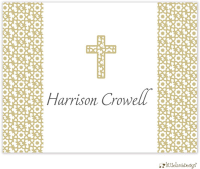 Personalized Stationery/Thank You Notes by Little Lamb Design - Beige Cross