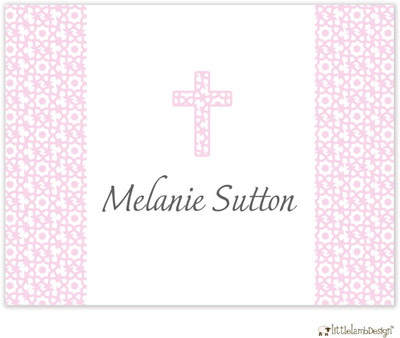 Personalized Stationery/Thank You Notes by Little Lamb Design - Pink Cross Personalized Stationery/Thank You Notes by Little Lamb Design - Pink Cross
