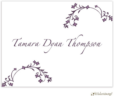 Personalized Stationery/Thank You Notes by Little Lamb Design - Purple Branch Personalized Stationery/Thank You Notes by Little Lamb Design - Purple Branch