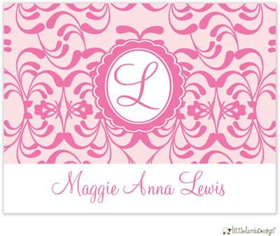Personalized Stationery/Thank You Notes by Little Lamb Design - Pink Vine Personalized Stationery/Thank You Notes by Little Lamb Design - Pink Vine