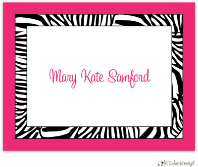 Personalized Stationery/Thank You Notes by Little Lamb Design - Zebra Print Personalized Stationery/Thank You Notes by Little Lamb Design - Zebra Print