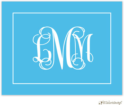 Personalized Stationery/Thank You Notes by Little Lamb Design - Aqua Monogram