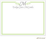 Personalized Stationery/Thank You Notes by Little Lamb Design - Green and Gray Initial