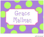 Personalized Stationery/Thank You Notes by Little Lamb Design - Green and Purple Dots