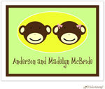 Personalized Stationery/Thank You Notes by Little Lamb Design - Green Monkey Faces