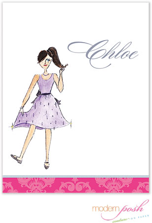 Personalized Stationery/Thank You Notes by Modern Posh - Diva - Brunette Little Diva