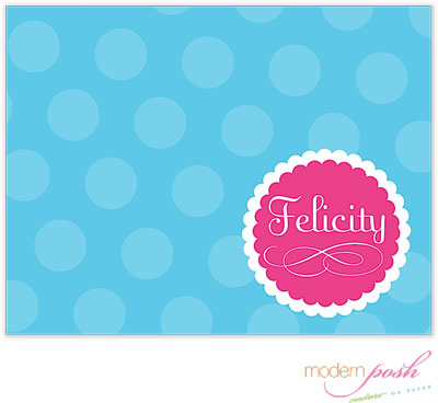 Personalized Stationery/Thank You Notes by Modern Posh - Blue Dot Posh - Blue & Pink