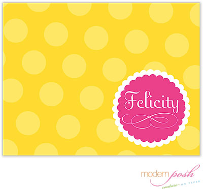 Personalized Stationery/Thank You Notes by Modern Posh - Yellow Dot Posh - Yellow & Pink