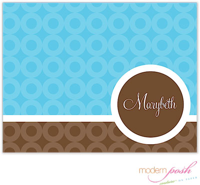 Personalized Stationery/Thank You Notes by Modern Posh - Blue Bubble Posh - Blue & Brown