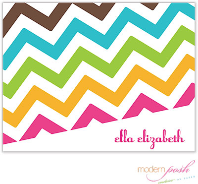 Personalized Stationery/Thank You Notes by Modern Posh - Chevron Posh - Pink & Green