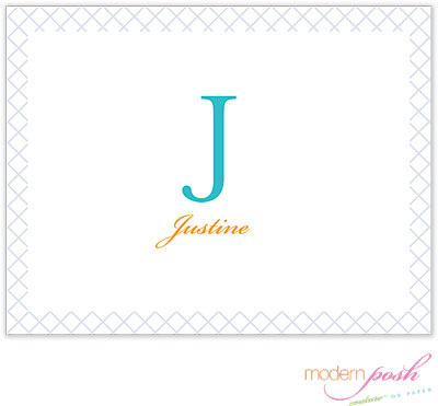 Personalized Stationery/Thank You Notes by Modern Posh - Diamond Posh - Blue & Orange Personalized Stationery/Thank You Notes by Modern Posh - Diamond Posh - Blue & Orange