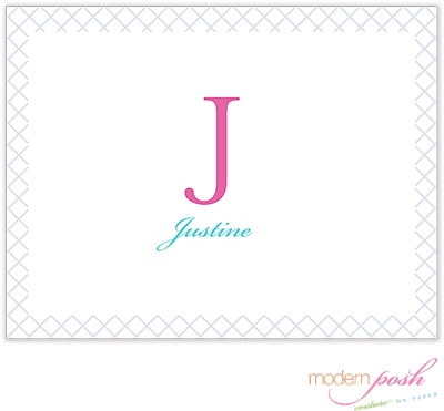 Personalized Stationery/Thank You Notes by Modern Posh - Diamond Posh - Pink & Blue