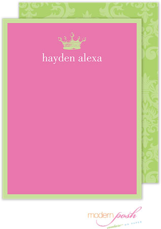 Personalized Stationery/Thank You Notes by Modern Posh - Crown - Pink Personalized Stationery/Thank You Notes by Modern Posh - Crown - Pink