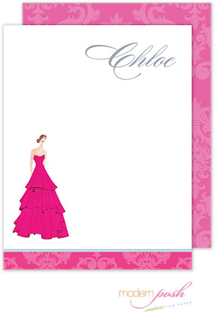 Personalized Stationery/Thank You Notes by Modern Posh - Diva - Brunette Diva Dress