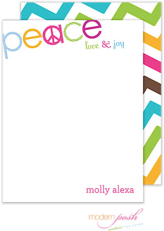 Personalized Stationery/Thank You Notes by Modern Posh - Peace Personalized Stationery/Thank You Notes by Modern Posh - Peace