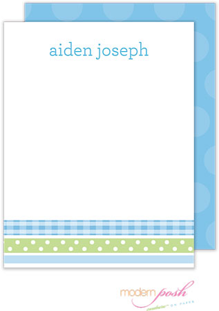 Personalized Stationery/Thank You Notes by Modern Posh - Ribbon - Blue