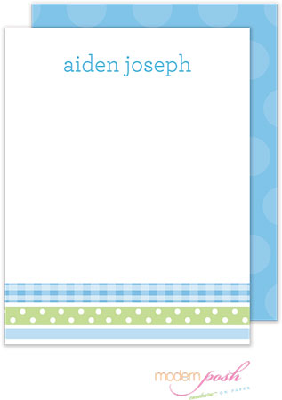 Personalized Stationery/Thank You Notes by Modern Posh - Ribbon - Blue Personalized Stationery/Thank You Notes by Modern Posh - Ribbon - Blue