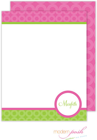 Personalized Stationery/Thank You Notes by Modern Posh - Pink Bubble Posh - Pink & Green