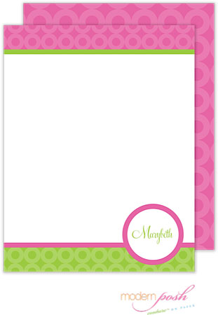 Personalized Stationery/Thank You Notes by Modern Posh - Pink Bubble Posh - Pink & Green Personalized Stationery/Thank You Notes by Modern Posh - Pink Bubble Posh - Pink & Green