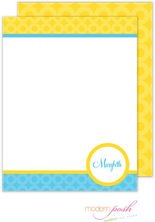 Personalized Stationery/Thank You Notes by Modern Posh - Yellow Bubble Posh - Yellow & Blue