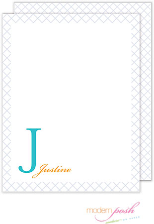 Personalized Stationery/Thank You Notes by Modern Posh - Diamond Posh - Blue & Orange