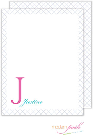 Personalized Stationery/Thank You Notes by Modern Posh - Diamond Posh - Pink & Blue