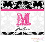 Personalized Stationery/Thank You Notes by Modern Posh - Black Damask Posh - Black & Pink