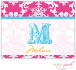 Personalized Stationery/Thank You Notes by Modern Posh - Pink Damask Posh - Pink & Blue