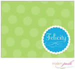 Personalized Stationery/Thank You Notes by Modern Posh - Green Dot Posh - Green & Blue