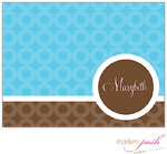 Personalized Stationery/Thank You Notes by Modern Posh - Blue Bubble Posh - Blue & Brown