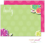Personalized Stationery/Thank You Notes by Modern Posh - Flower Green