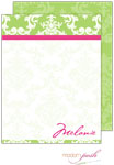 Personalized Stationery/Thank You Notes by Modern Posh - Green Damask Posh - Green & Pink