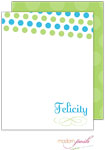 Personalized Stationery/Thank You Notes by Modern Posh - Green Dot Posh - Green & Blue