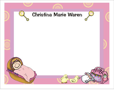 Pen At Hand Stick Figures Stationery - Bassinet - Girl Pen At Hand Stick Figures Stationery - Bassinet - Girl
