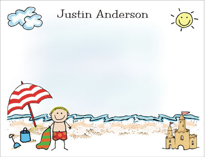 Pen At Hand Stick Figures Stationery - Beach - Boy Pen At Hand Stick Figures Stationery - Beach - Boy