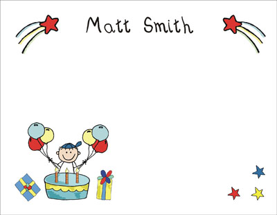 Pen At Hand Stick Figures Stationery - Birthday Cake - Boy Pen At Hand Stick Figures Stationery - Birthday Cake - Boy