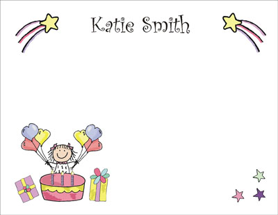 Pen At Hand Stick Figures Stationery - Birthday Cake - Girl