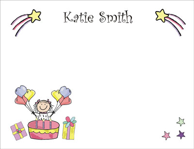 Pen At Hand Stick Figures Stationery - Birthday Cake - Girl Pen At Hand Stick Figures Stationery - Birthday Cake - Girl