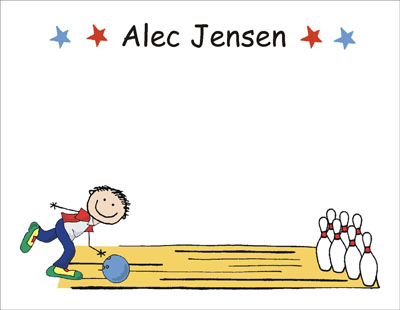 Pen At Hand Stick Figures Stationery - Bowling 2 - Boy