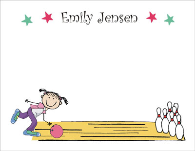 Pen At Hand Stick Figures Stationery - Bowling 2 - Girl Pen At Hand Stick Figures Stationery - Bowling 2 - Girl