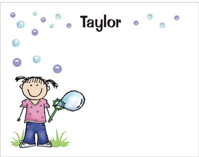 Pen At Hand Stick Figures Stationery - Bubbles - Girl Pen At Hand Stick Figures Stationery - Bubbles - Girl