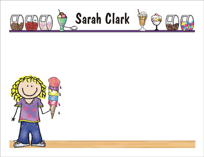 Pen At Hand Stick Figures Stationery - Ice Cream - Girl
