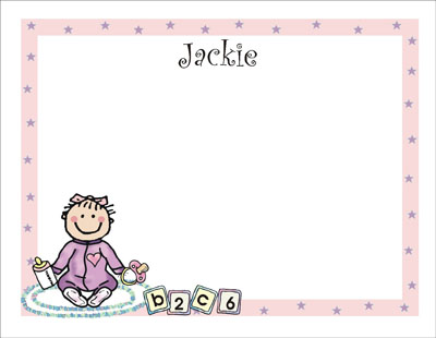 Pen At Hand Stick Figures Stationery - PJ - Girl