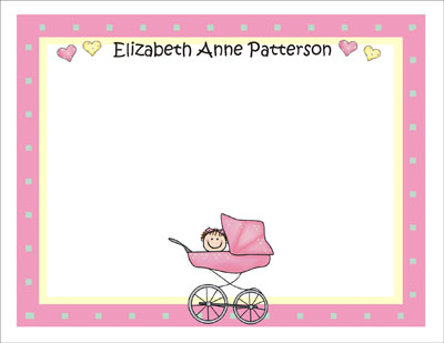 Pen At Hand Stick Figures Stationery - Pram - Girl Pen At Hand Stick Figures Stationery - Pram - Girl