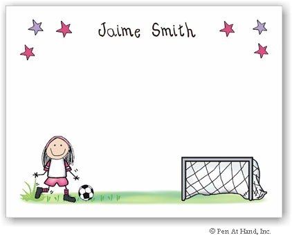 Pen At Hand Stick Figures Stationery - Soccer - Girl