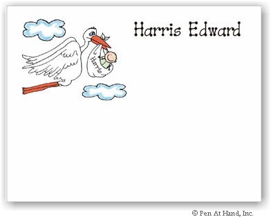 Pen At Hand Stick Figures Stationery - Stork - Boy