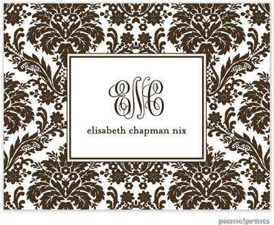 Stationery/Thank You Notes by PicMe Prints - Damask Espresso (Folded) Stationery/Thank You Notes by PicMe Prints - Damask Espresso (Folded)