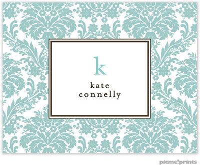 Stationery/Thank You Notes by PicMe Prints - Damask Robin's Egg (Folded) Stationery/Thank You Notes by PicMe Prints - Damask Robin's Egg (Folded)