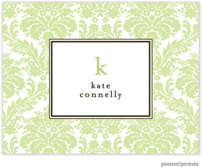 Stationery/Thank You Notes by PicMe Prints - Damask Spring Green (Folded)