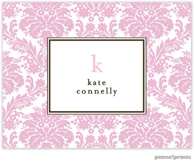 Stationery/Thank You Notes by PicMe Prints - Damask Pink (Folded)